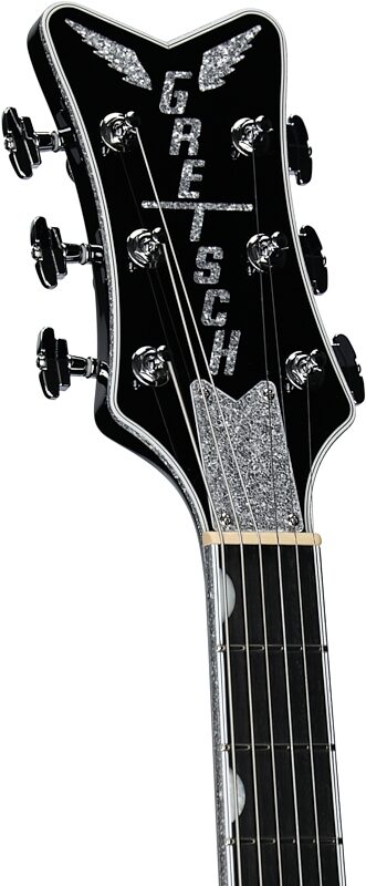 open zoom image for Gretsch Pro Collection Falcon Electric Guitar (with Case), Black, Serial Number JT25103493, Headstock Left Front