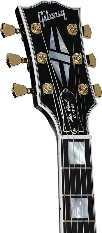 open zoom image for Gibson Les Paul Custom 70s Electric Guitar (with Case), Ebony, Serial Number 232150183, Headstock Left Front
