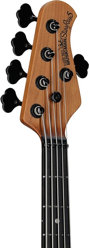 open zoom image for Ernie Ball Music Man StingRay 5 Special HH Electric Bass (with Case), Mean Blue Burst, Ebony Fretboard, Serial Number k10252, Headstock Left Front