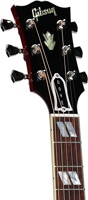 open zoom image for Gibson Dove Original Acoustic-Electric Guitar (with Case), Vintage Cherry, Serial Number 20616131, Headstock Left Front