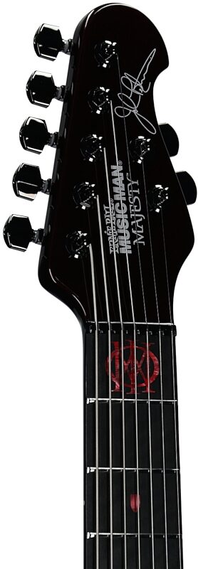 open zoom image for Ernie Ball Music Man Majesty 7 Premium Select Electric Guitar, 7-String, Carnelian Red, Black Hardware, Serial Number M021616, Headstock Left Front
