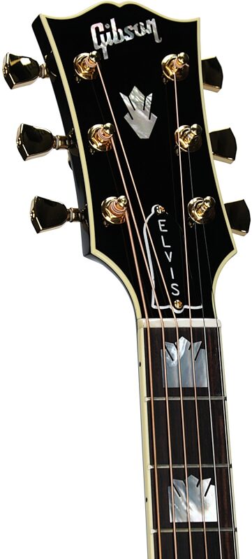open zoom image for Gibson Elvis Presley SJ-200 Jumbo Acoustic-Electric Guitar (with Case), Ebony, Serial Number 23514027, Headstock Left Front