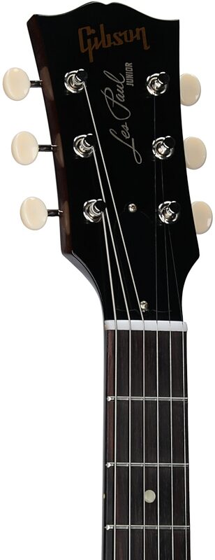 open zoom image for Gibson Custom 1957 Les Paul Junior Reissue Electric Guitar (with Case), Vintage Sunburst, Serial Number 76563, Headstock Left Front