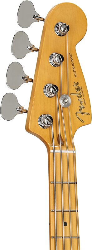 open zoom image for Fender American Professional Classic Mustang Electric Bass, Maple Fingerboard (with Gig Bag), Dakota Red, Headstock Left Front