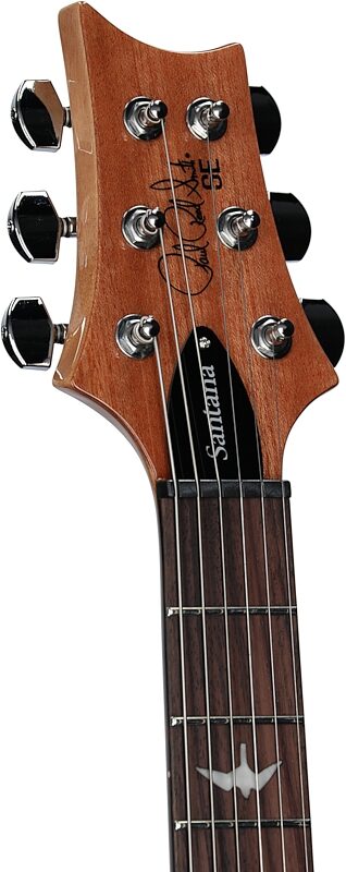 open zoom image for PRS Paul Reed Smith SE Santana Electric Guitar (with Gig Bag), Santana Yellow, Headstock Left Front