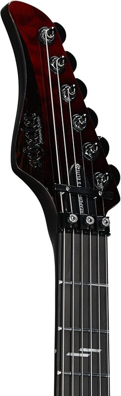 open zoom image for Schecter Reaper 6 FRS Elite Electric Guitar, Blood Burst, Headstock Left Front