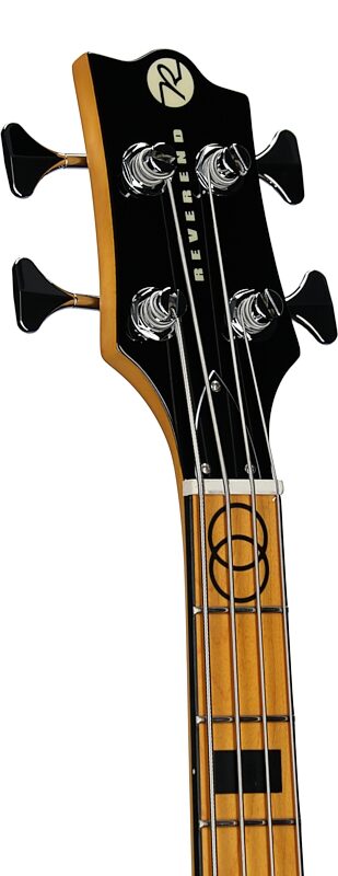 open zoom image for Reverend Brad Houser Basshouser Fatfish 32 Electric Bass, Satin Midnight Black, Headstock Left Front