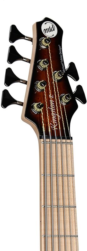 open zoom image for MTD Kingston Z6MP Electric Bass, 6-String (with Maple Fingerboard), Tobacco Sunburst, Headstock Left Front