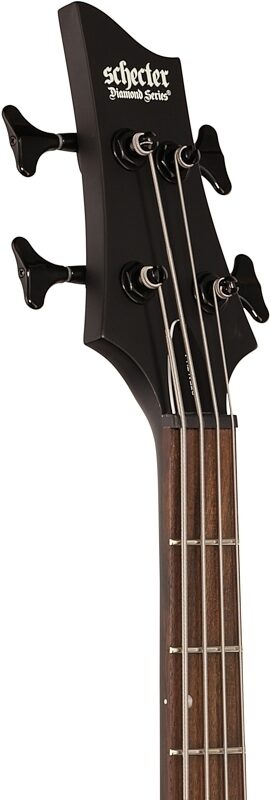 open zoom image for Schecter Stiletto Stealth-4 Electric Bass, Satin Black, Headstock Left Front