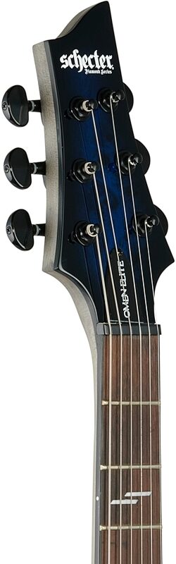 open zoom image for Schecter Omen Elite-6 Electric Guitar, See-Thru Blue Burst, Headstock Left Front