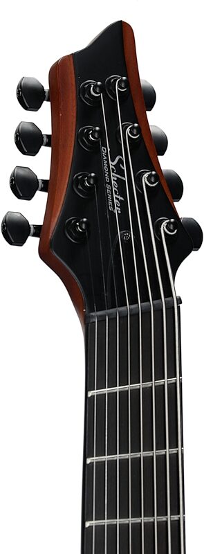 open zoom image for Schecter Rob Scallon C-8 Multi-Scale Electric Guitar, Left Handed, Satin Dark Roast, Headstock Left Front