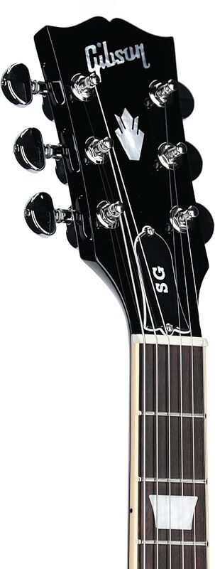 open zoom image for Gibson SG Standard Custom Color Electric Guitar (with Soft Case), Pelham Blue Burst, Headstock Left Front