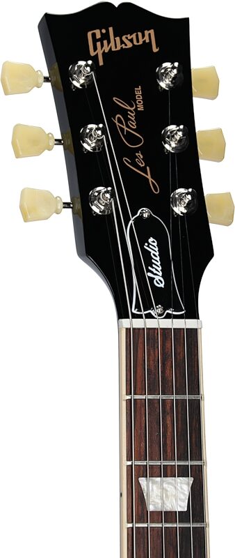 open zoom image for Gibson Les Paul Studio Electric Guitar (with Soft Case), Ebony, Headstock Left Front