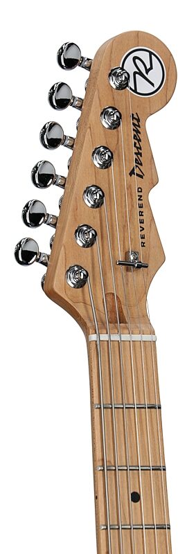 open zoom image for Reverend Descent W Baritone Electric Guitar, Midnight Black, Headstock Left Front
