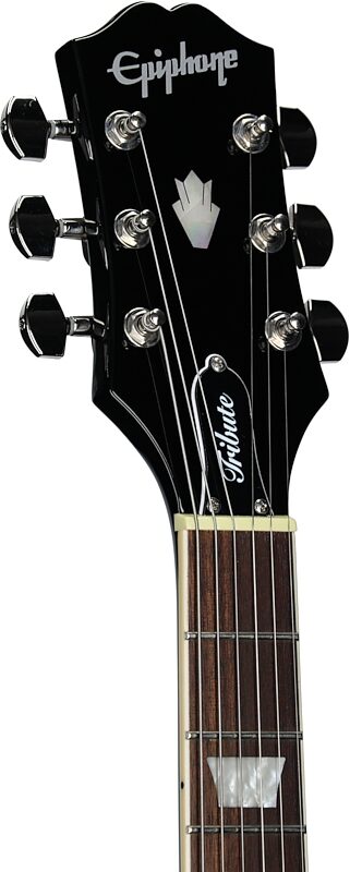 open zoom image for Epiphone SG Tribute Plus Electric Guitar, Cherry Burst, Headstock Left Front