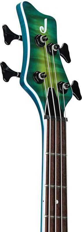 open zoom image for Jackson X Spectra Bass SBXQ IV Electric Bass, Amber Blue Burst, Headstock Left Front