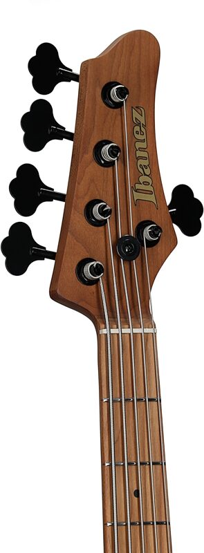 open zoom image for Ibanez MDM1305 Mode Electric Bass, 5-String (with Gig Bag), Natural Stained Amber, Headstock Left Front