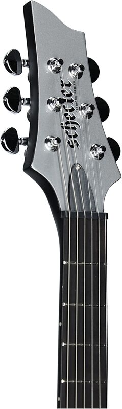 open zoom image for Schecter Machine Gun Kelly Razor Blade Electric Guitar, Metallic Silver, Headstock Left Front