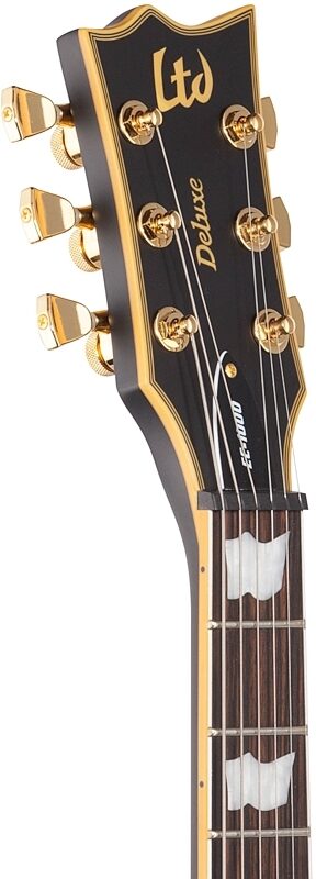 open zoom image for ESP LTD EC-1000 Deluxe Series Electric Guitar, Vintage Black, with EMG Pickups, Headstock Left Front