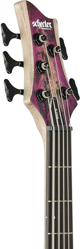 open zoom image for Schecter Riot-5 5-String Electric Bass, Satin Aurora Burst, Headstock Left Front