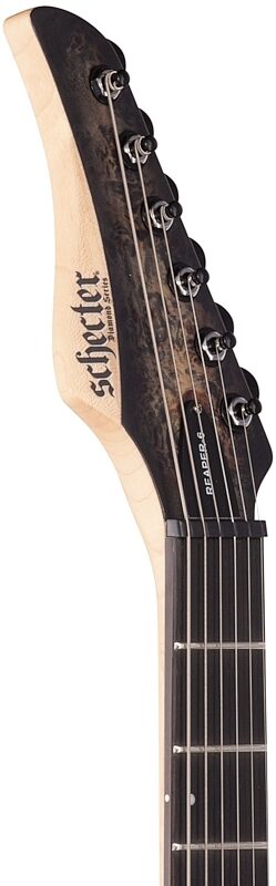 open zoom image for Schecter Reaper 6 Electric Guitar, Charcoal Burst, Headstock Left Front
