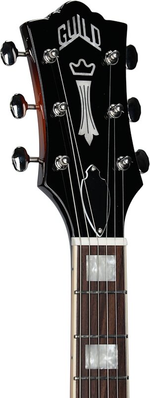 open zoom image for Guild Polara Deluxe Electric Guitar, Vintage Sunburst, Open Box (Very Good), Headstock Left Front