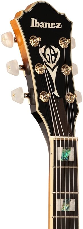 open zoom image for Ibanez GB10SE George Benson Electric Guitar (with Case), Brown Sunburst, Headstock Left Front