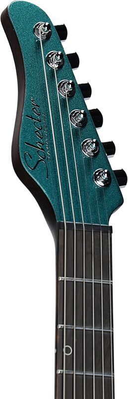 open zoom image for Schecter Aaron Marshall AM-6 Tremolo Electric Guitar, Arctic Jade, Headstock Left Front