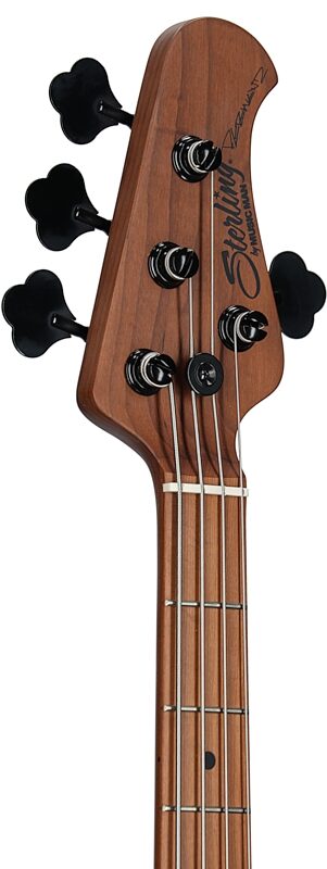 open zoom image for Sterling by Music Man Pete Wentz Signature StingRay Electric Bass, Black, Roasted Maple Fretboard, Headstock Left Front