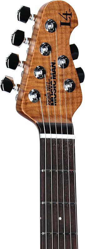 open zoom image for Ernie Ball Music Man Luke 4 HH Electric Guitar (with Mono bag), Butane Blue, Rosewood Fretboard, Headstock Left Front