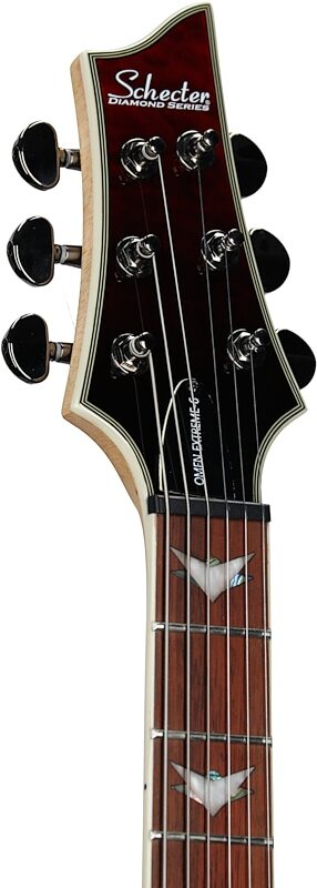open zoom image for Schecter Omen Extreme-6 Electric Guitar, Blood Burst, Headstock Left Front