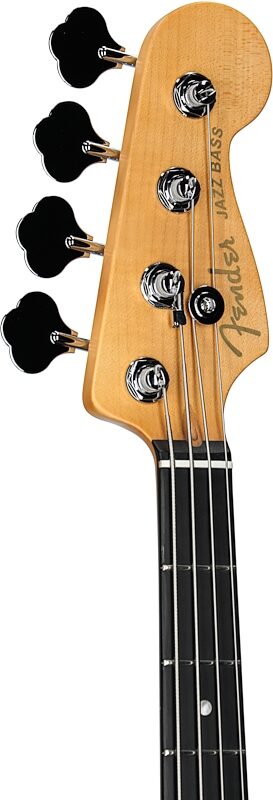 open zoom image for Fender American Ultra II Jazz Electric Bass, with Ebony Fingerboard (with Case), Noble Blue, Headstock Left Front