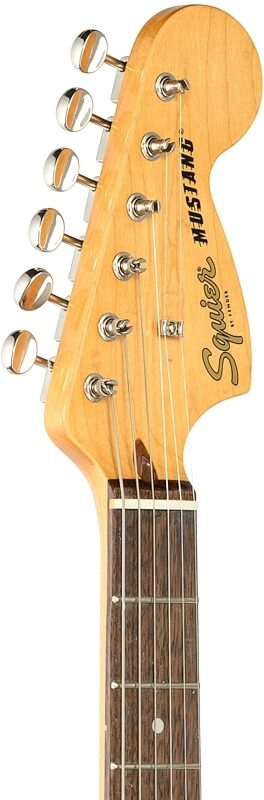 open zoom image for Squier Classic Vibe '60s Mustang Electric Guitar, Sonic Blue, Headstock Left Front