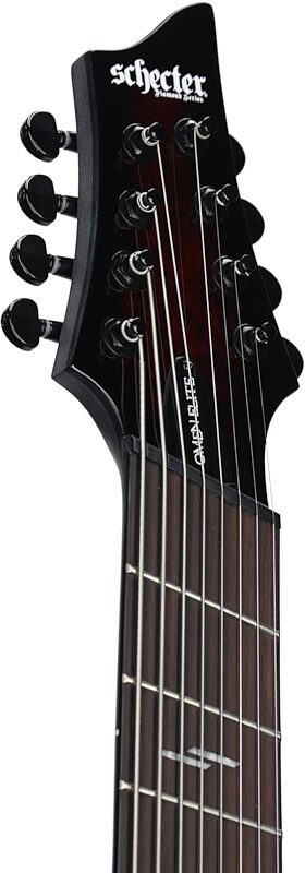 open zoom image for Schecter Omen Elite-8 Multiscale Electric Guitar, 8-String, Black Cherry Burst, Headstock Left Front