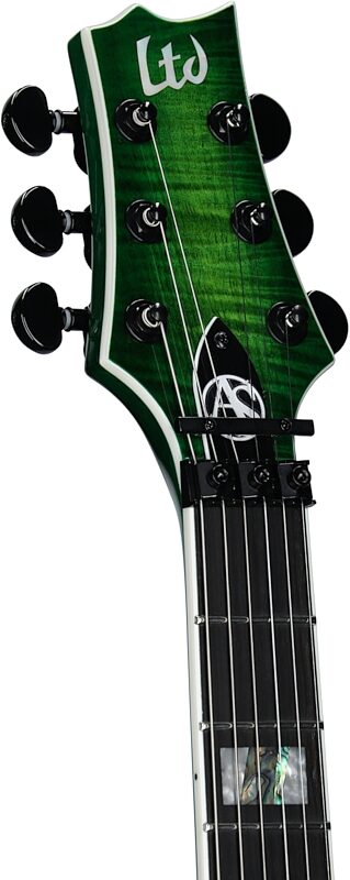 open zoom image for ESP LTD Alex Skolnick AS1 Electric Guitar, Lime Burst, Headstock Left Front