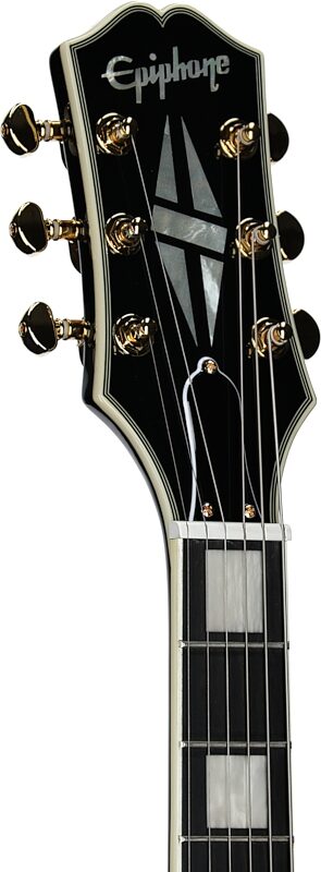 open zoom image for Epiphone Inspired by Gibson SG Custom Electric Guitar, Left-Handed (with Gig Bag), Ebony, Headstock Left Front