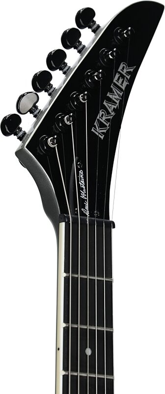 open zoom image for Kramer Dave Mustaine Vanguard Electric Guitar (with Case), Silver Metallic, Headstock Left Front