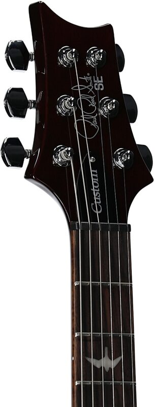 open zoom image for PRS Paul Reed Smith SE Custom 24 Electric Guitar (with Gig Bag), Exclusive Orange Tiger Smokeburst, Headstock Left Front