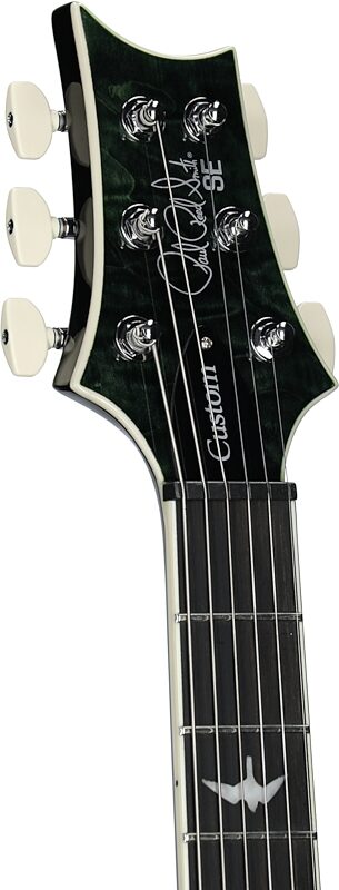 open zoom image for PRS Paul Reed Smith SE Custom 24 Quilt Top Electric Guitar (with Gig Bag), Teal Black, Headstock Left Front
