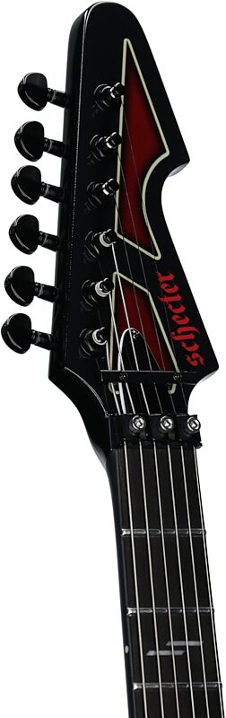 open zoom image for Schecter Avenger FRS Przym Vespid Electric Guitar, Metallic Red, Headstock Left Front