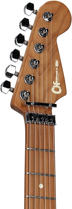 open zoom image for Charvel Marco Sfogli PM SC1 HSS Electric Guitar, Transparent Purple, Headstock Left Front