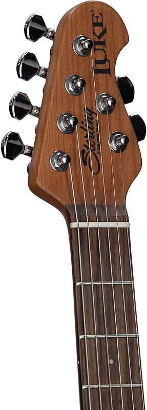 open zoom image for Sterling by Music Man LK100HSS Luke HSS Electric Guitar, Heritage Cherry Burst, Headstock Left Front