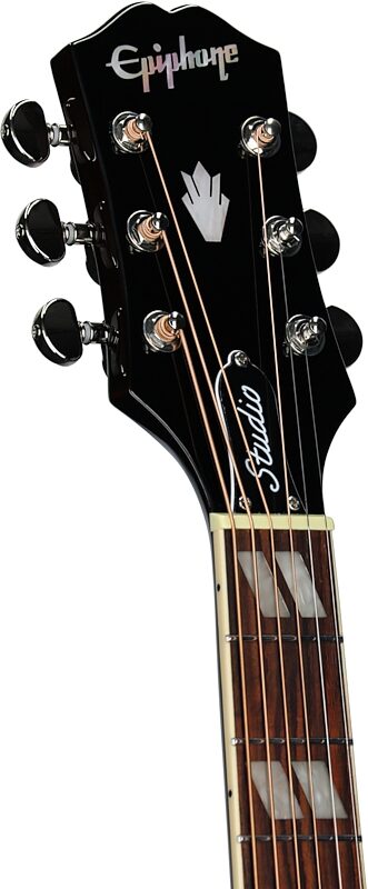 open zoom image for Epiphone Hummingbird Studio EC Acoustic-Electric Guitar (with Gig Bag), Natural, Headstock Left Front
