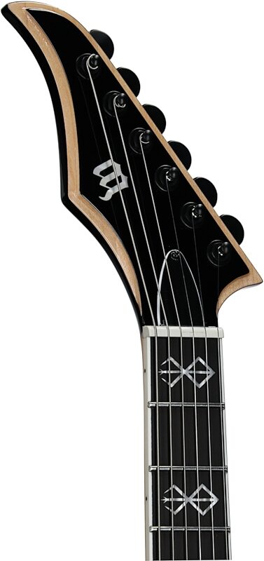 open zoom image for Wylde Audio Berzerker Raw Top Electric Guitar, Blood Skulls, Headstock Left Front