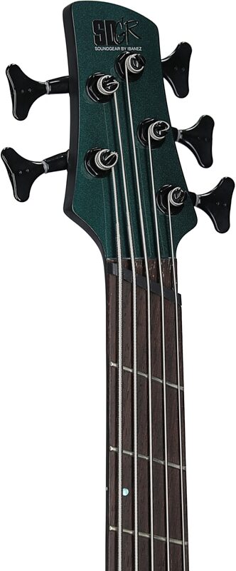 open zoom image for Ibanez Bass Workshop SRMS725 Multi Scale Bass Guitar, Blue Chameleon, Headstock Left Front