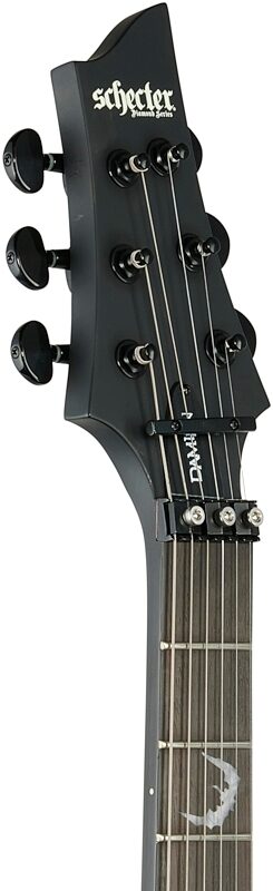 open zoom image for Schecter Damien-6FR Electric Guitar, Satin Black, Headstock Left Front