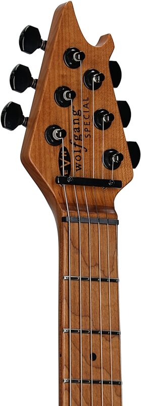 open zoom image for EVH Eddie Van Halen Limited Edition Wolfgang Special TOM Archtop Electric Guitar, Gloss Black, Headstock Left Front