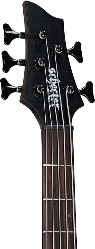 open zoom image for Schecter Charles Berthoud CB-5 Electric Bass, 5-String (Left-Handed), See-Thru Black, Headstock Left Front