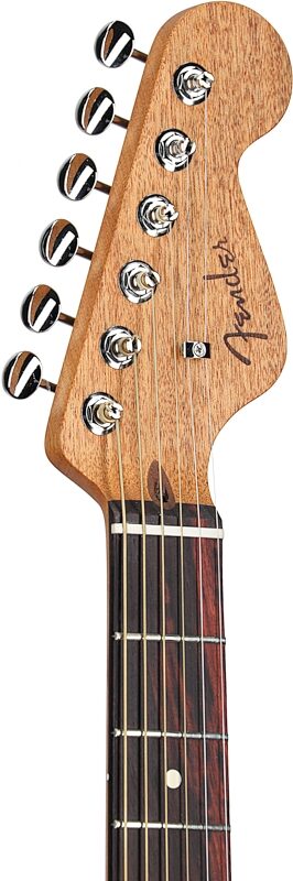 open zoom image for Fender Highway Parlor Thinline Acoustic-Electric Guitar (with Gig Bag), Natural, Solid Mahogany Top, Back, and Sides, Headstock Left Front