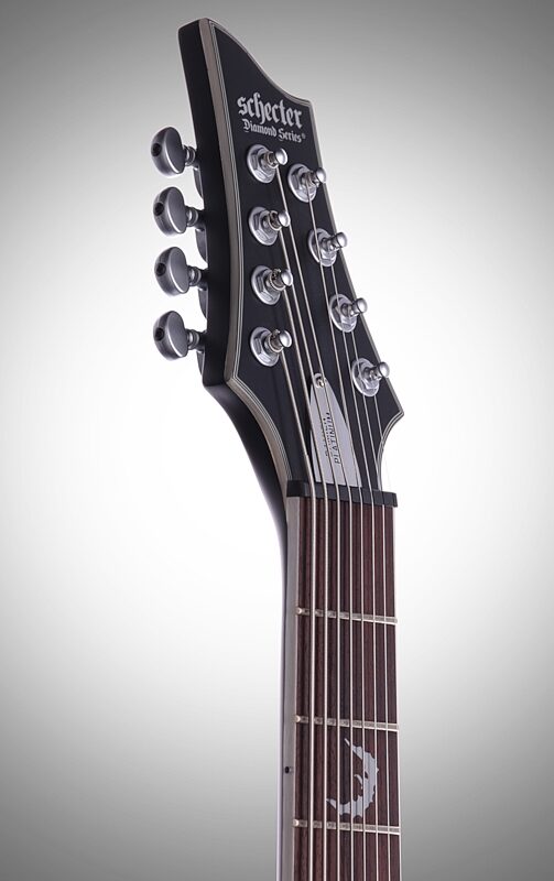 open zoom image for Schecter Damien Platinum 8 Electric Guitar, 8-String, Satin Black, Headstock Left Front